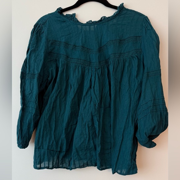 Universal Thread Teal Blouse with 3/4 Sleeves - Picture 3 of 4